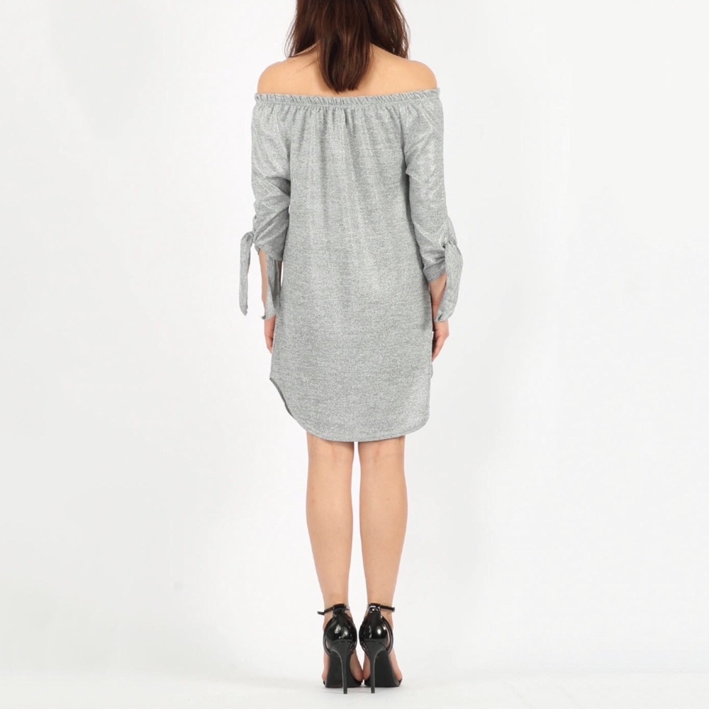 Off the Shoulder Knit Sweater Dress - Picture 6 of 15